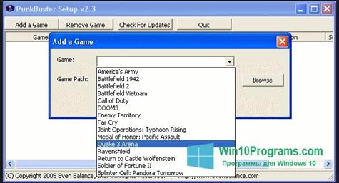 Скриншот программы PunkBuster для Windows 10