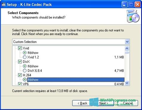 Скриншот программы K-Lite Codec Pack для Windows 10