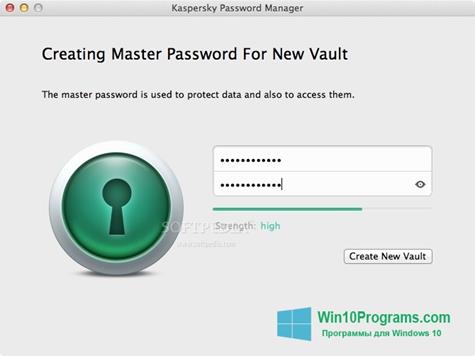 Скриншот программы Kaspersky Password Manager для Windows 10