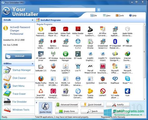Скриншот программы Your Uninstaller для Windows 10