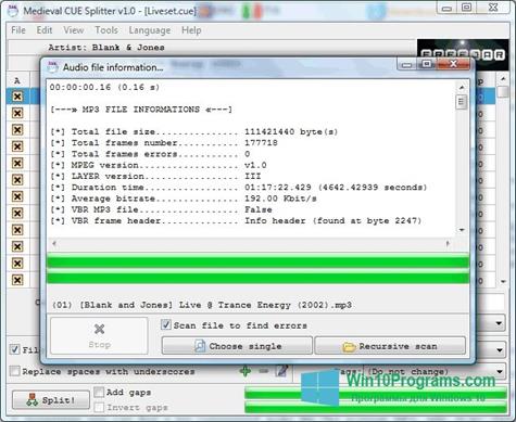 Скриншот программы Medieval CUE Splitter для Windows 10