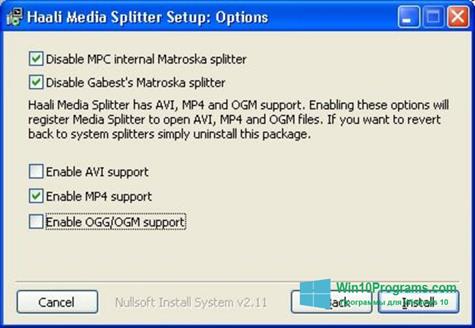 Скриншот программы Haali Media Splitter для Windows 10