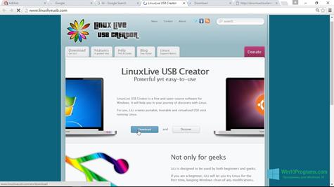 Скриншот программы LinuxLive USB Creator для Windows 10