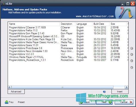 Скриншот программы nLite для Windows 10