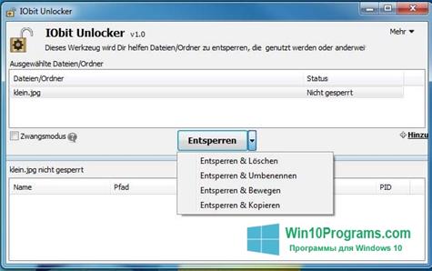Скриншот программы IObit Unlocker для Windows 10