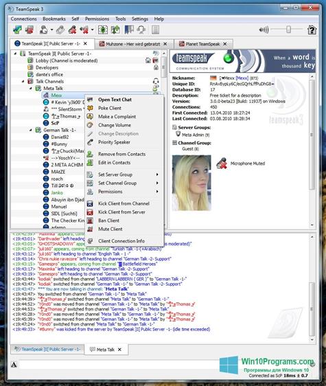 Скриншот программы TeamSpeak для Windows 10