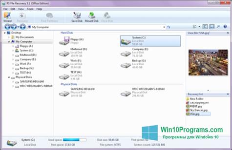 Скриншот программы RS File Recovery для Windows 10