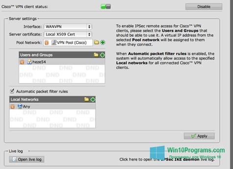 Скриншот программы Cisco VPN Client для Windows 10