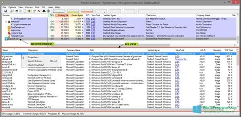 Скриншот программы Process Explorer для Windows 10