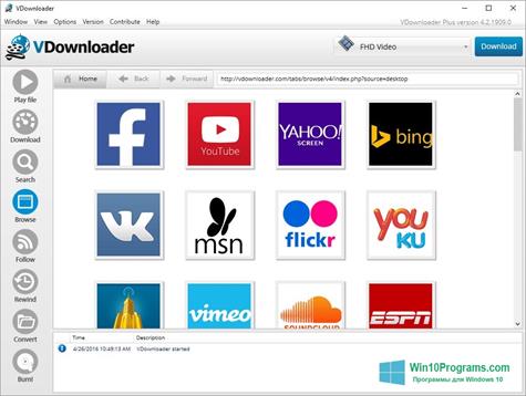 Скриншот программы VDownloader для Windows 10
