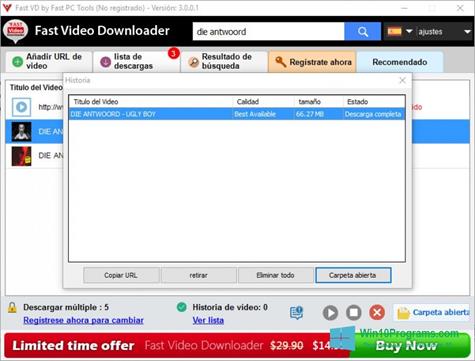 Скриншот программы Fast Video Downloader для Windows 10
