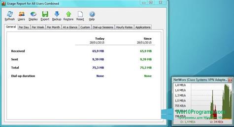 Скриншот программы Networx для Windows 10