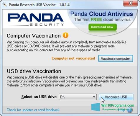 Скриншот программы Panda USB Vaccine для Windows 10