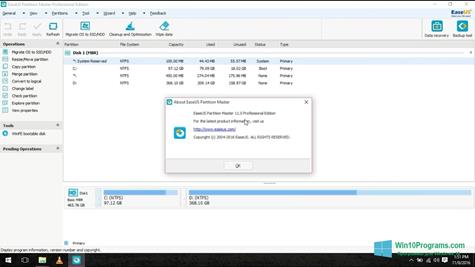 Скриншот программы EASEUS Partition Master для Windows 10