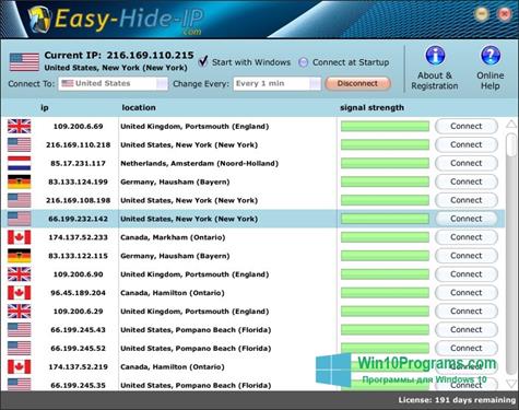 Скриншот программы Hide IP Easy для Windows 10