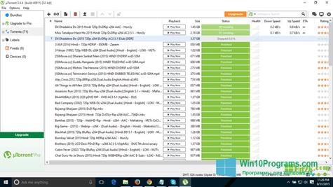 Скриншот программы uTorrent Pro для Windows 10
