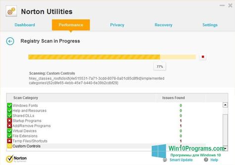 Скриншот программы Norton Utilities для Windows 10