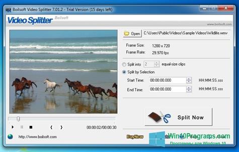 Скриншот программы Boilsoft Video Splitter для Windows 10